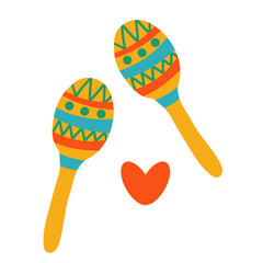 Maracas vector illustration in flat design. Mexican party and Spanish festival symbol vector cards, poster design.