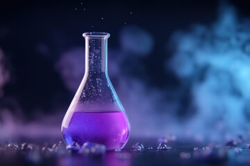 Colorful Chemical Experiment with Bubbling Liquid in Laboratory Flask