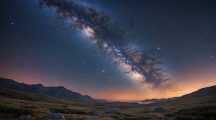 Fototapeta premium Majestic Milky Way over a pristine landscape showcasing the beauty of the night sky