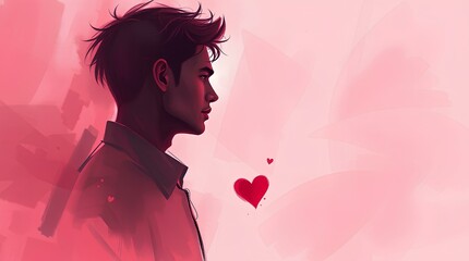 Fototapeta premium Romantic Cinematic Valentine's Day Digital Sketch – Dramatic Lighting, Painterly Strokes, Misty Atmosphere, and Elegant Composition. Copy Space