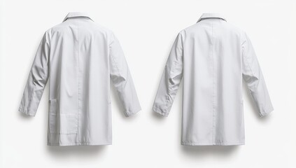 Blank white lab coats, back view