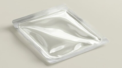 A flat, clear plastic pouch with a resealable top, resting on a light-colored background, ready for custom branding and design ideas.