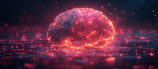 Geometric AI Circuit Brain Design Minimalist Technology Abstraction Science Graphic Illustration