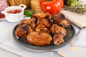 Grilled pork neck meat shashlik
