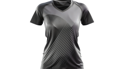 Woman soccer jersey mockup featuring a stylish v-neck design on transparent background