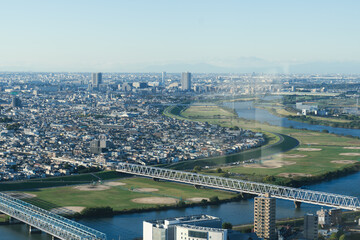 Fototapeta premium Tokyo cityscape view from the Ichikawa I-link town Observation deck