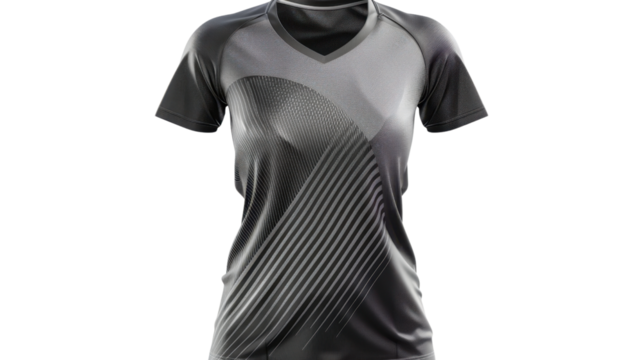 Woman soccer jersey mockup featuring a stylish v-neck design on transparent background