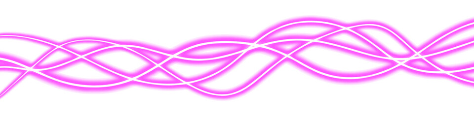 Abstract dynamic pink purple neon lines, waves on a transparent background