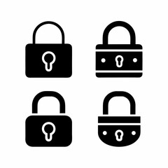Simple Padlock Symbols with Keyhole set Icon Vector Design.