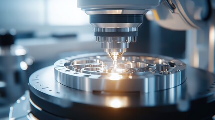 A robotic welding arm assembling metal parts in a factory setting.