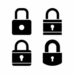 Simple Padlock Symbols with Keyhole set Icon Vector Design.