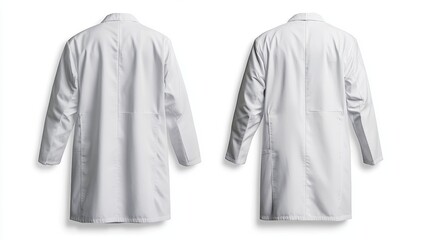 Back view of two white lab coats
