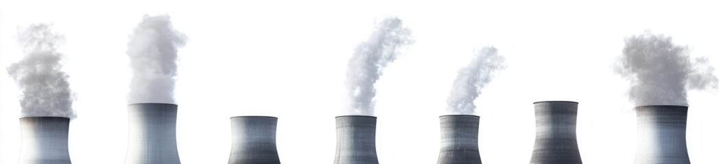 Industrial Emission Stacks with Smoke