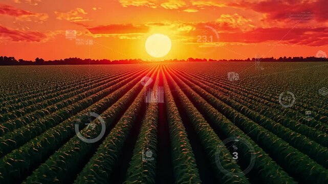 Smart digital agriculture technology by futuristic sensor data collection management by artificial intelligence to control quality of crop growth and harvest. Computer aided plantation grow concept.