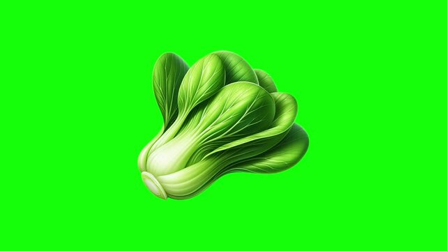 Fresh bok choy green screen animation motion graphic in 4K high resolution.