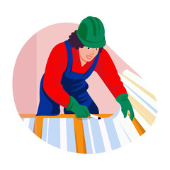 A flat style illustration of a construction worker 