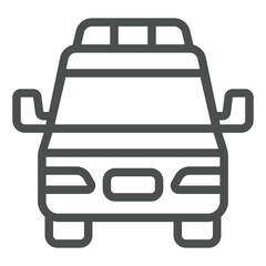 Ambulance vehicle line icon, human rescue concept. Vector graphics. Medical aid, emergency car sign on white background, outline style icon for mobile or web design.