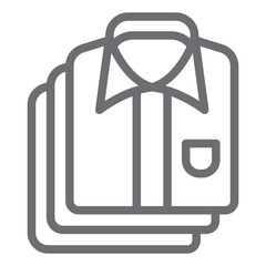 Folded clean shirts stack line icon, laundry service concept. Vector graphics. Shirt cloth pile, washing clothes sign on white background, outline style icon for mobile or web design.