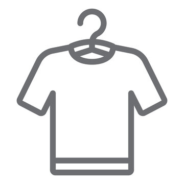 recommend clip art: Shirt on hanger with hook line icon, laundry service concept. Vector graphics. Hanger with fresh shirt, cloth sign on white background, outline style icon for mobile or web design.