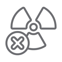 Radioactivity and prohibition line icon, prohibited items concept. Vector graphics. Radiation hazard danger forbidden sign on white background, outline style icon for mobile or web design.