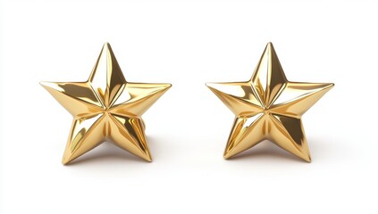 Gold star earrings, polished finish