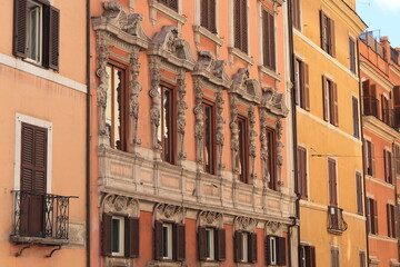 Via di Capo Le Case Street View with Decorated Building Facade in Rome, Italy