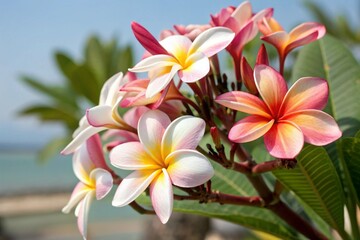 Naklejka premium Tropical flowers frangipani plumeria isolated on transparent background 