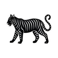 Powerful Tiger Silhouette Ideal for Wildlife, Animal, and Nature Illustrations, Perfect for Strength and Wild Concepts