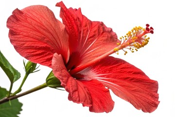 Beautiful red hibiscu isolated on transparent background
