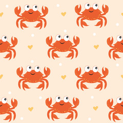 Fototapeta premium Cute crab Seamless Pattern Background. Crab illustration pattern. Crab background. Perfect for fabrics, textile, wallpaper, and decor. SSTKbackgrounds