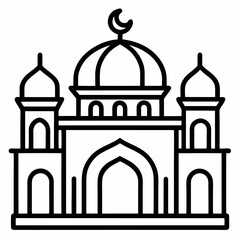 Mosque outline icon on white background 
