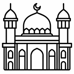 Mosque outline icon on white background 
