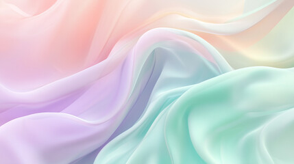 Fototapeta premium Abstract gradient mesh background, a blend of soft pastel tones like lilac, peach, and mint green, smooth and airy
