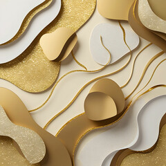 Obraz premium Abstract golden background with white and beige glitter, luxury gold lines, and elegant 3D style