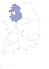 Map of the Korean Peninsula 한국 한반도 지역 지도 일러스트