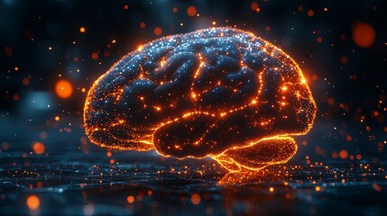 Brain circuitry with glowing off switch and blurred medical research background, representing anxiety control and scientific innovation in neural studies and mental health advancements. 