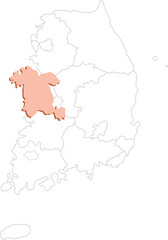Map of the Korean Peninsula 한국 한반도 지역 지도 일러스트