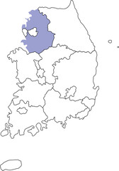 Map of the Korean Peninsula 한국 한반도 지역 지도 일러스트