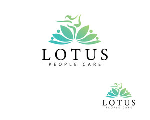 lotus logo creative design concept yoga therapy natural health