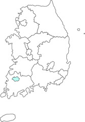 Map of the Korean Peninsula 한국 한반도 지역 지도 일러스트