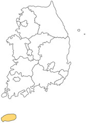 Map of the Korean Peninsula 한국 한반도 지역 지도 일러스트