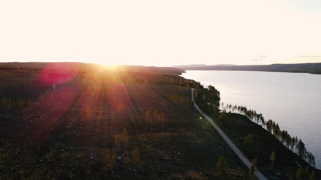 Sunset over swedish lake