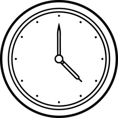 wall clock with clouds line art vector,wall clock coloring book page,