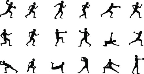 vector silhouettes of  sports people