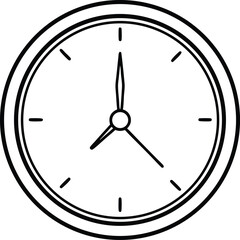wall clock with clouds line art vector,wall clock coloring book page,