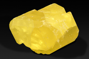 Mineral Sulphur, Single sulphur crystal, Agrigento, Sicily, Italy