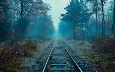 Fototapeta premium A road with yellow leaves on the ground