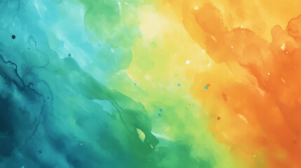 Watercolor splash background, vivid shades of teal, orange, and lime green blending dynamically, evoking summer vibes