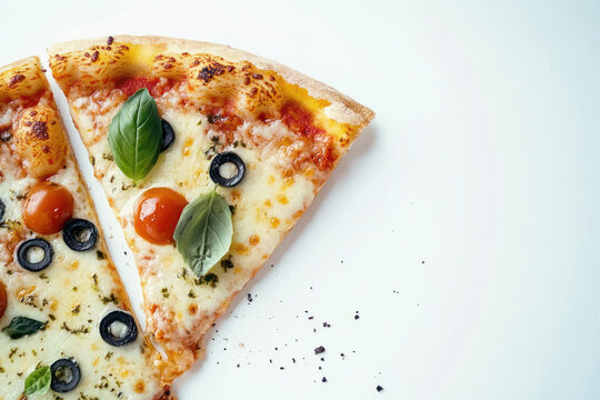 slice of a pizza with copy space background