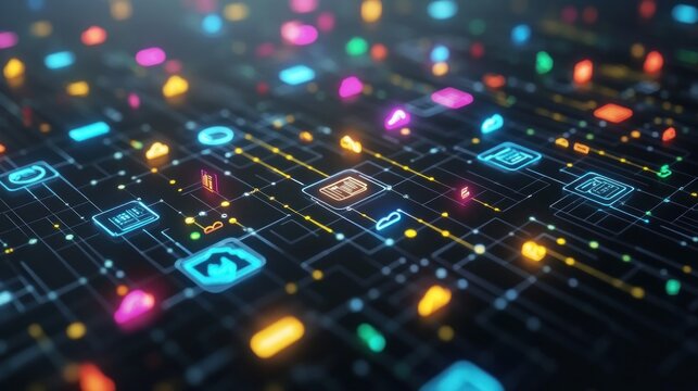 Smart home app icons network digital interface